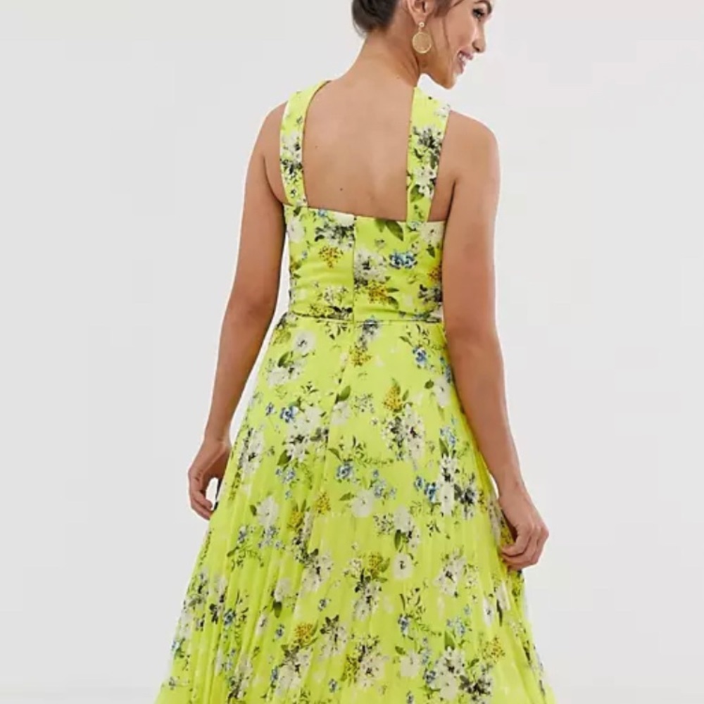 Floral Halter V-Neck Midi Dress
